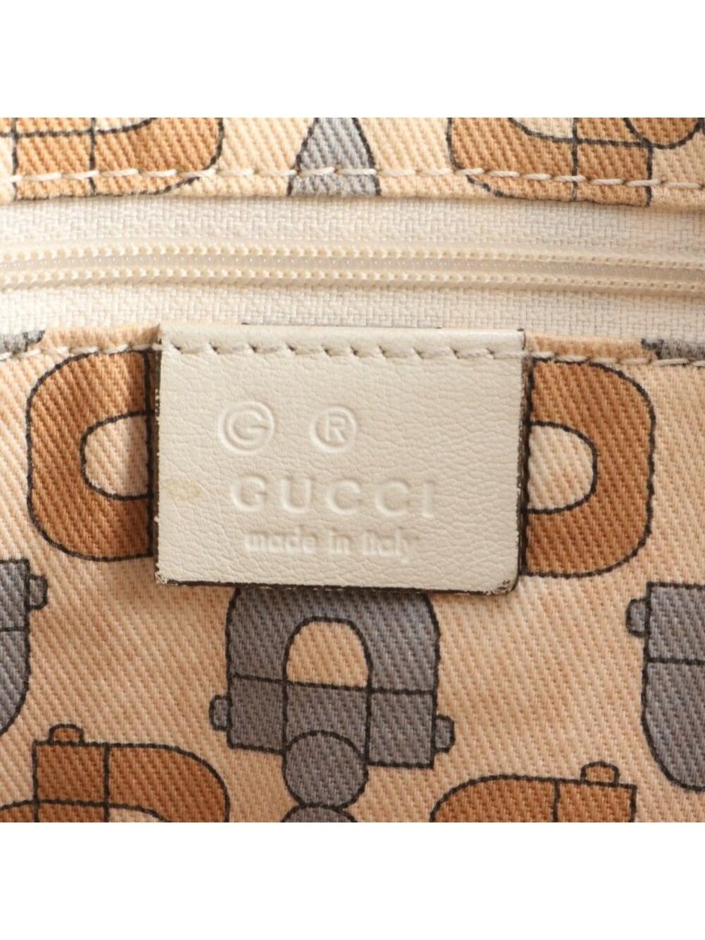 Gucci GG Canvas Leather Tote Shoulder Hand Beige Ree - Picture 8 of 9